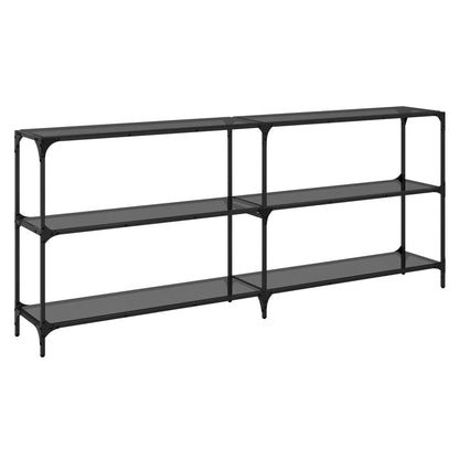 Avlastningsbord Konsollbord DIV. med Svart glasskiva 194,5x30x81 cm stål