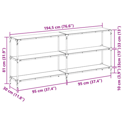 Avlastningsbord Konsollbord DIV. med Svart glasskiva 194,5x30x81 cm stål