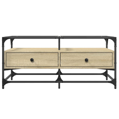 Soffbord Sonoma Ek med glasskiva 98,5x50x45 cm stål