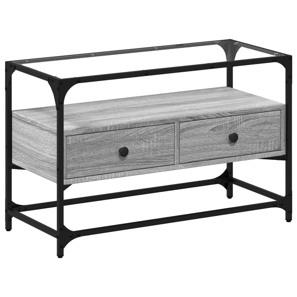 TV-Möbel Sonoma Grå TV-Bänk med glasskiva 80x35x51 cm