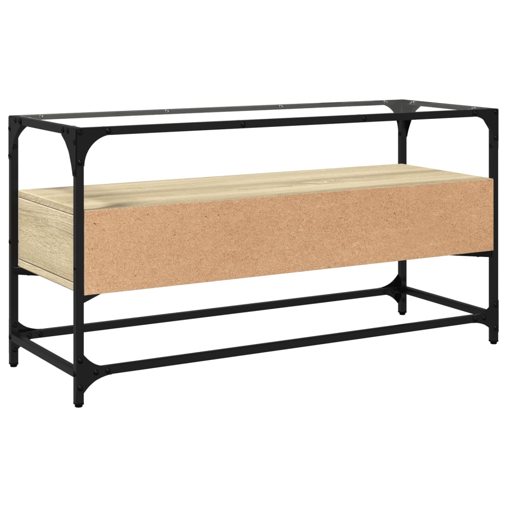 TV-Möbel Sonoma Grå TV-Bänk med glasskiva 98x35x51 cm