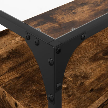 TV-Möbel Rökfärgad Ek TV-Bänk med glasskiva 98x35x51 cm