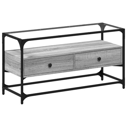 TV-Möbel Sonoma Grå TV-Bänk med glasskiva 98x35x51 cm