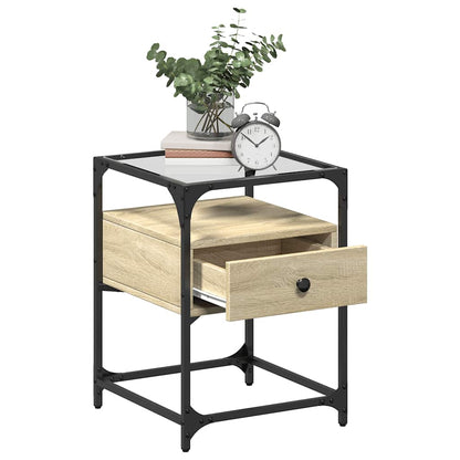Sängbord 2 st sonoma-ek 40x40x55 cm konstruerat trä
