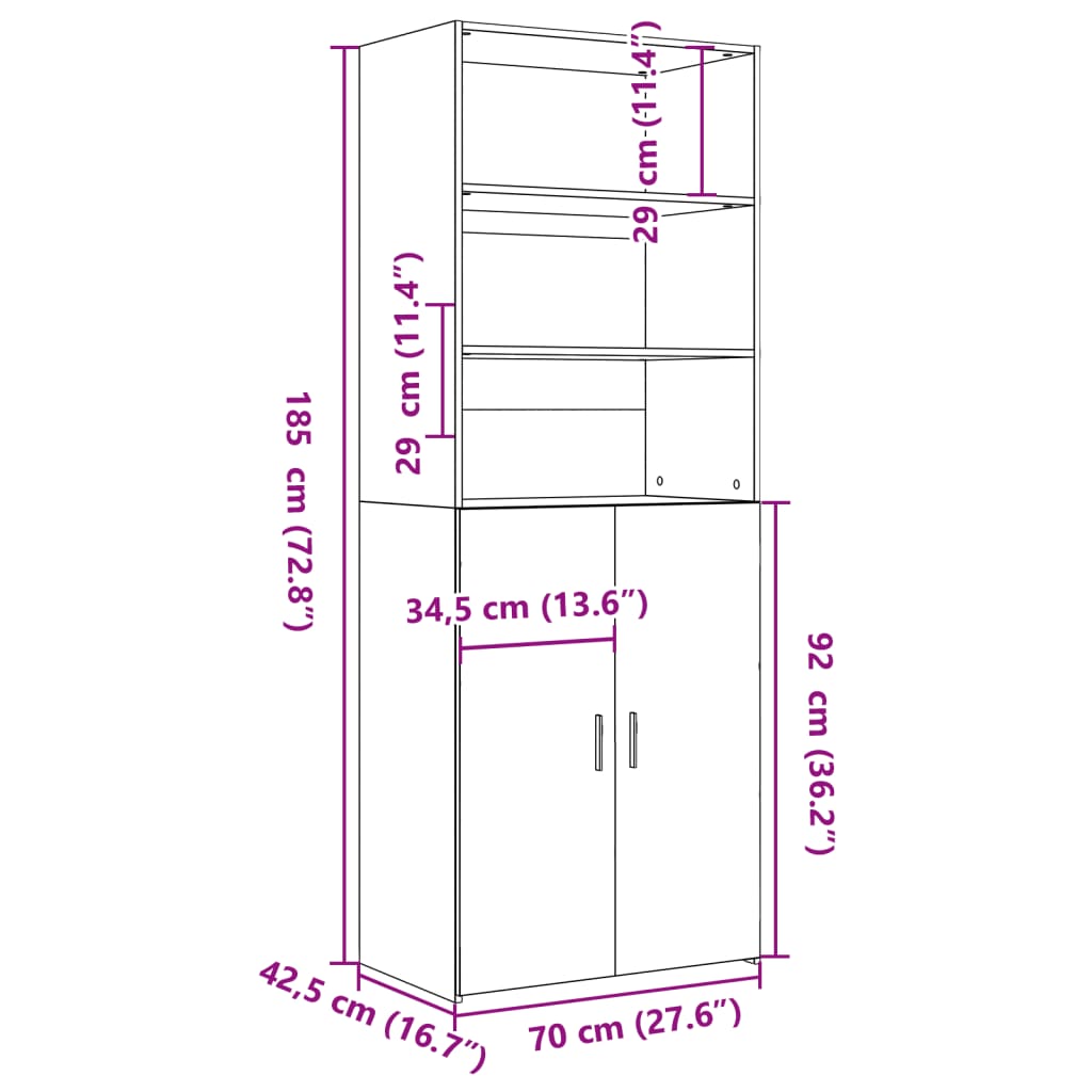 Skåp Sonoma Ek 70x42,5x185 cm