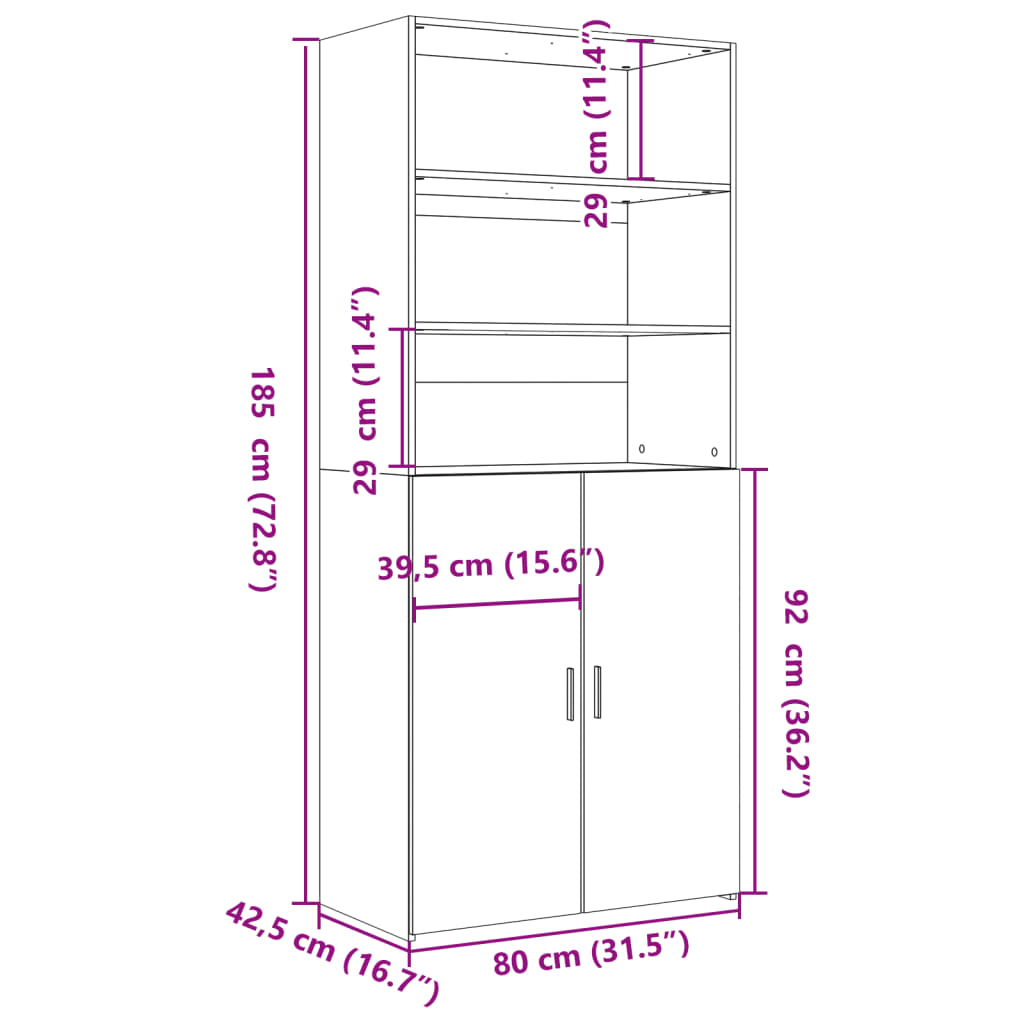 Skåp Sonoma Ek 80x42,5x185 cm