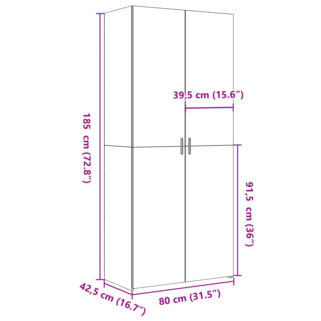 Skåp Sonoma Ek 80x42,5x185 cm