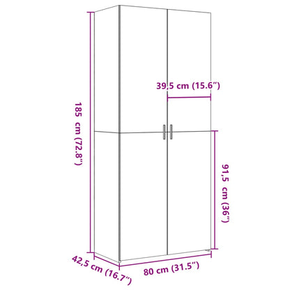Skåp Sonoma Ek 80x42,5x185 cm