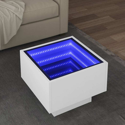 Sidobord Vit med LEDs 40x40x30 cm