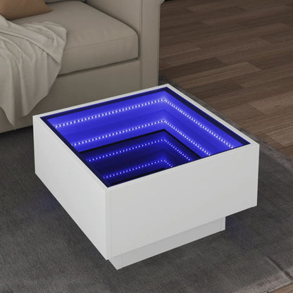 Soffbord Vit LEDs 50x50x30 cm