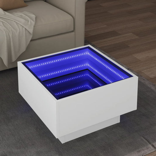 Soffbord Vit LEDs 50x50x30 cm