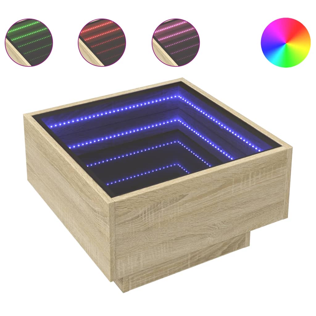 Soffbord Sonoma Ek LEDs 50x50x30 cm