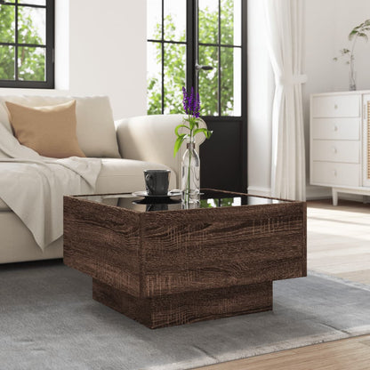 Soffbord Brun Ek LEDs 50x50x30 cm