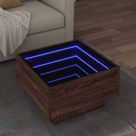 Soffbord Brun Ek LEDs 50x50x30 cm