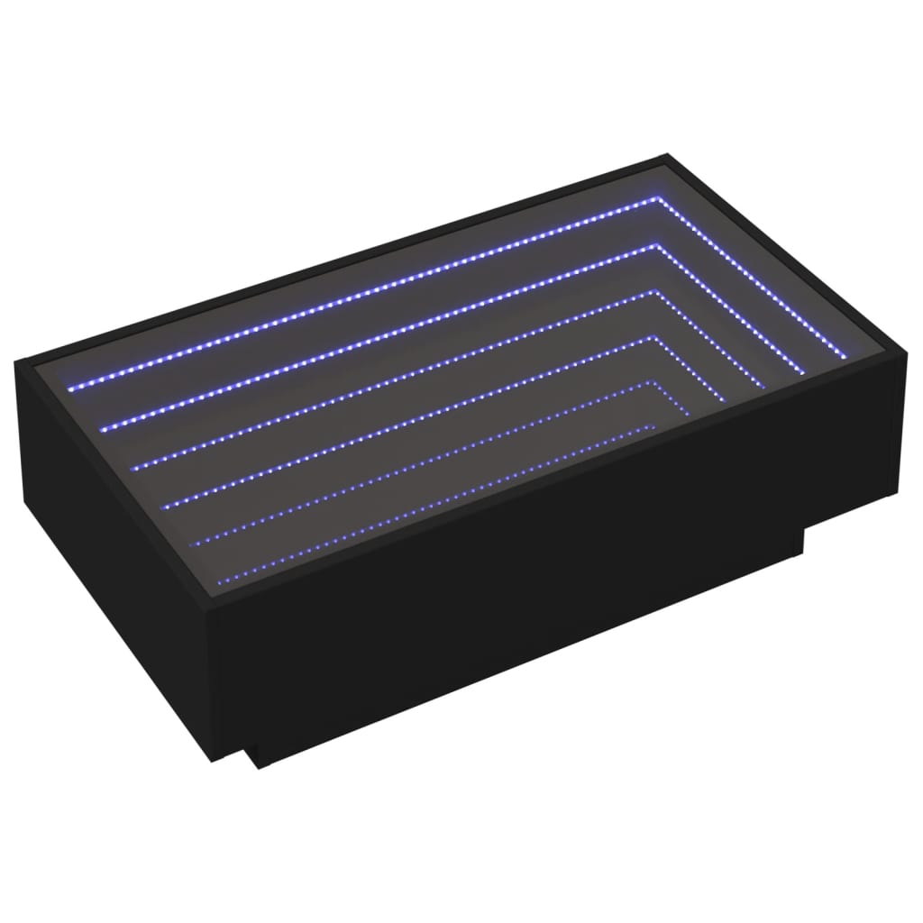 Soffbord Svart LEDs 90x50x30 cm