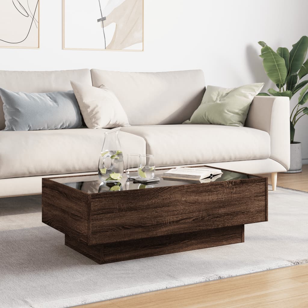 Soffbord Brun Ek LEDs 90x50x30 cm