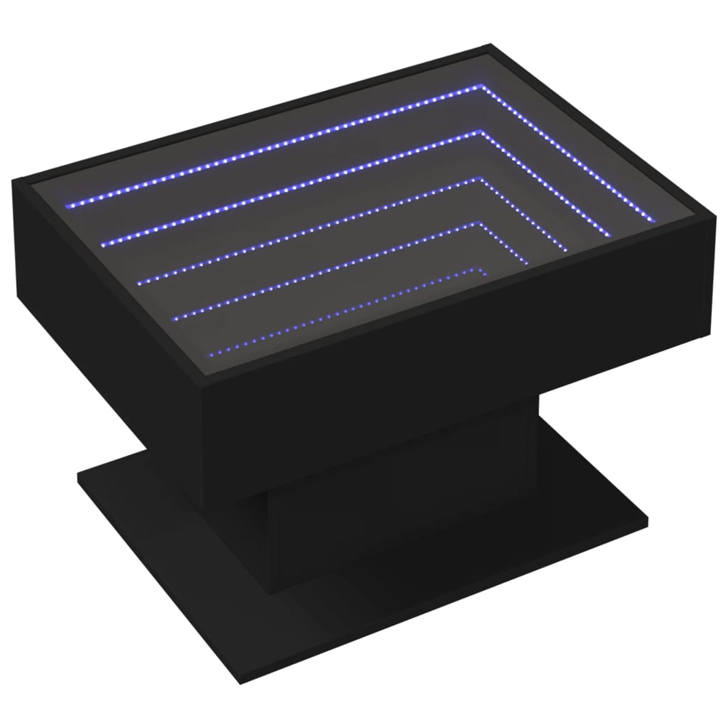 Soffbord Svart LEDs 70x50x45 cm