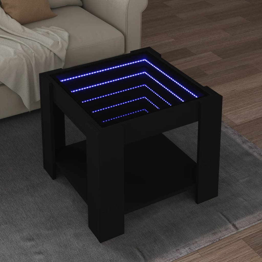 Soffbord Svart LEDs 53x53x45 cm