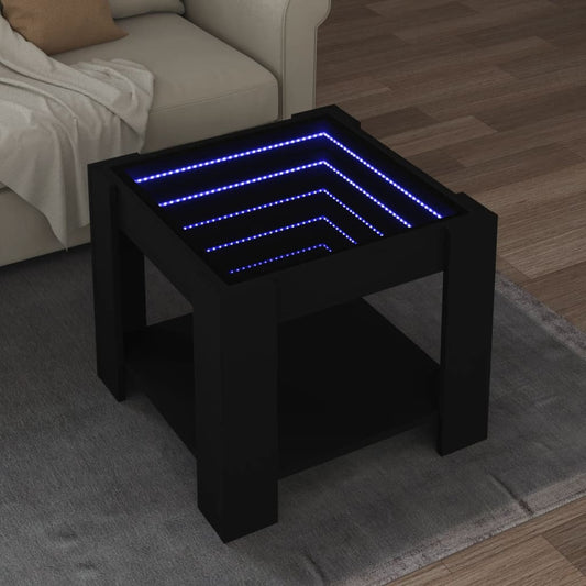 Soffbord Svart LEDs 53x53x45 cm