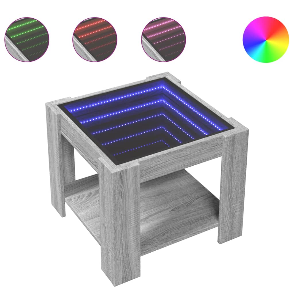 Soffbord Sonoma Grå LEDs 53x53x45 cm