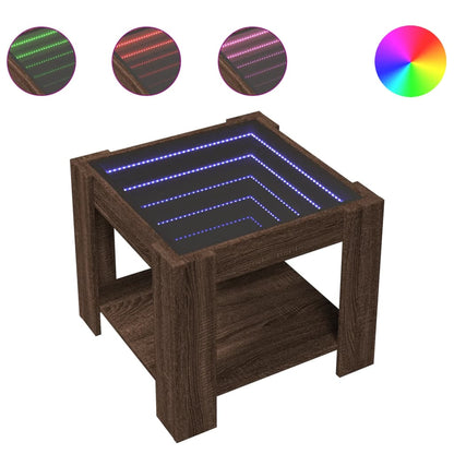 Soffbord Brun Ek LEDs 53x53x45 cm