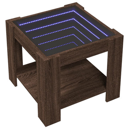 Soffbord Brun Ek LEDs 53x53x45 cm