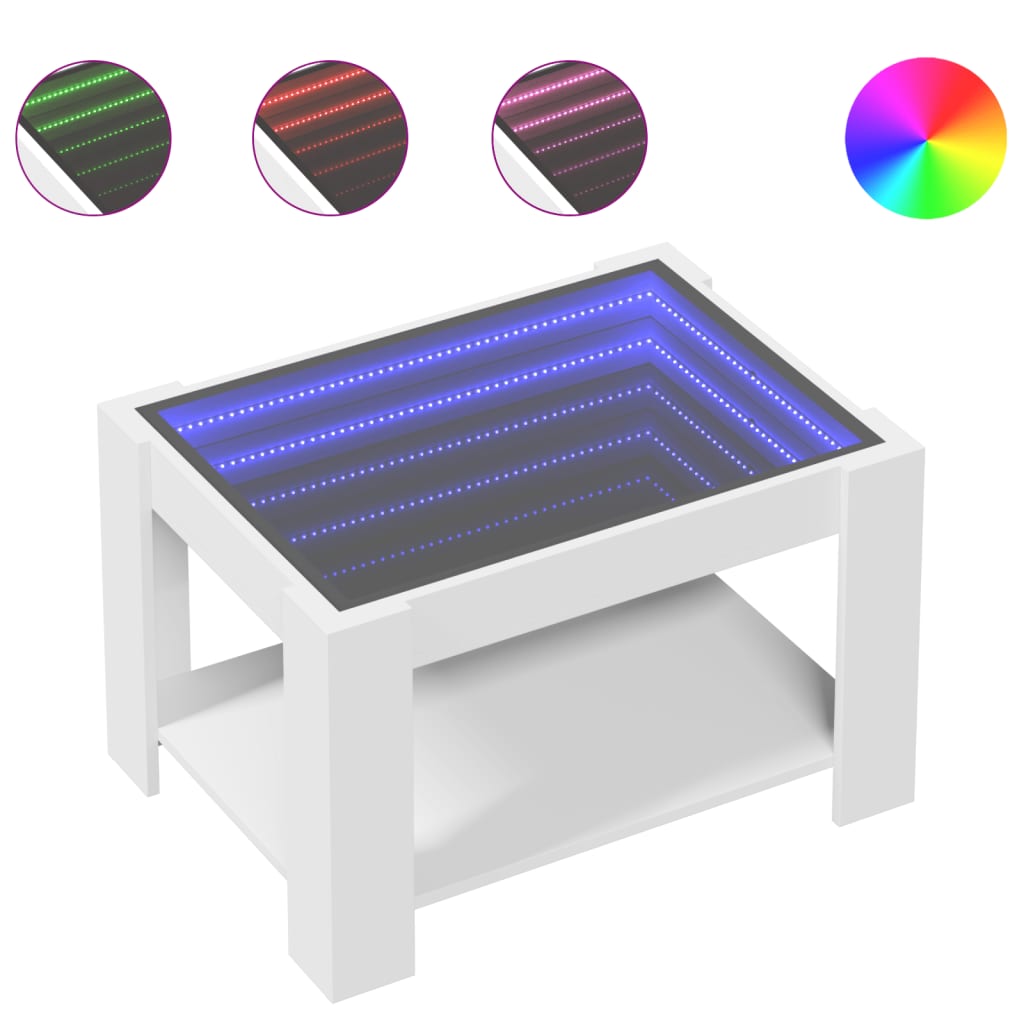 Soffbord Vit LEDs 73x53x45 cm