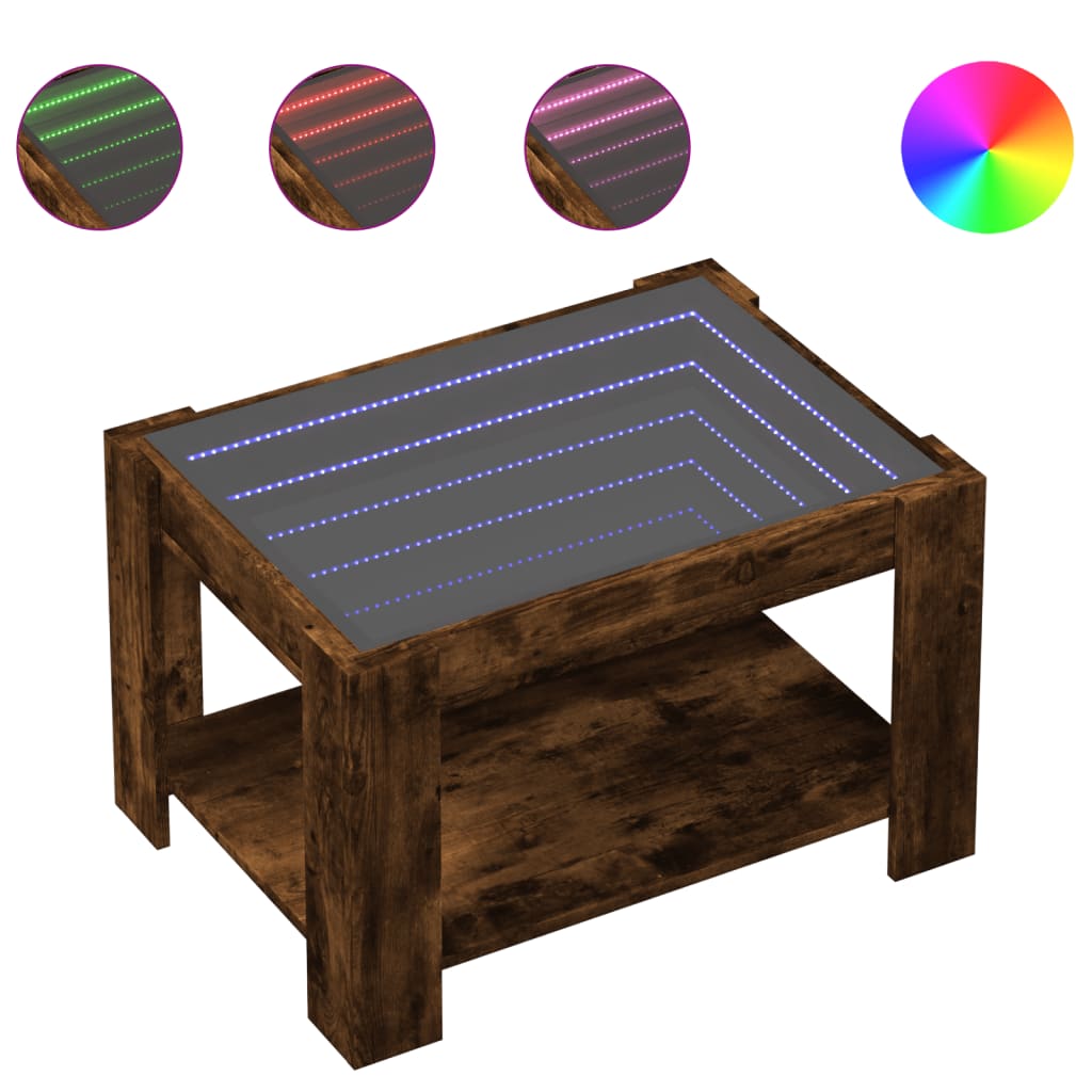 Soffbord Rökfärgad Ek LEDs 73x53x45 cm