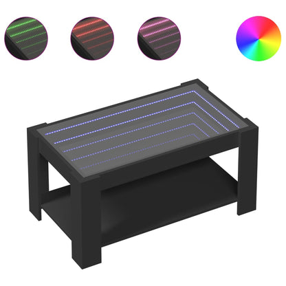 Soffbord Svart LEDs 93x53x45 cm