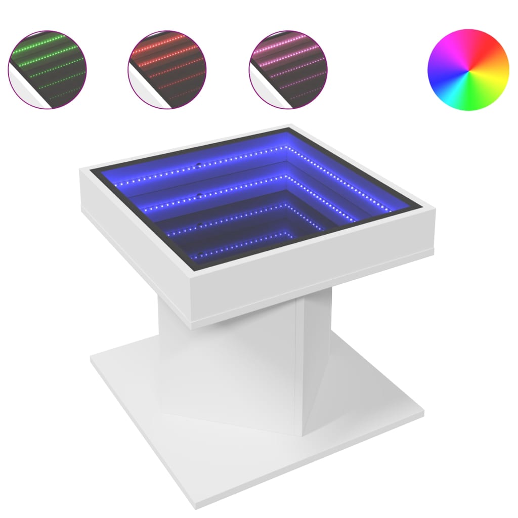 Soffbord Vit LEDs 50x50x45 cm