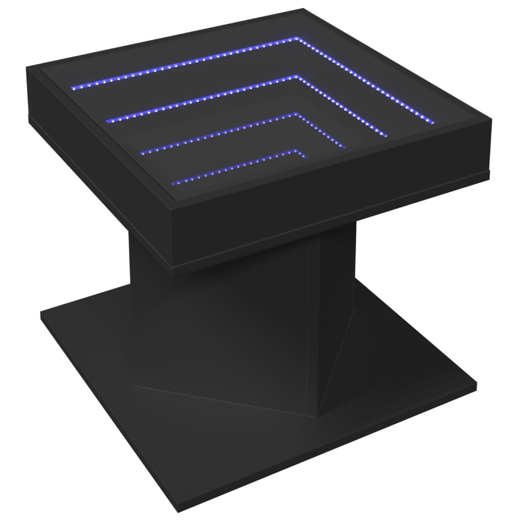 Soffbord Svart LEDs 50x50x45 cm