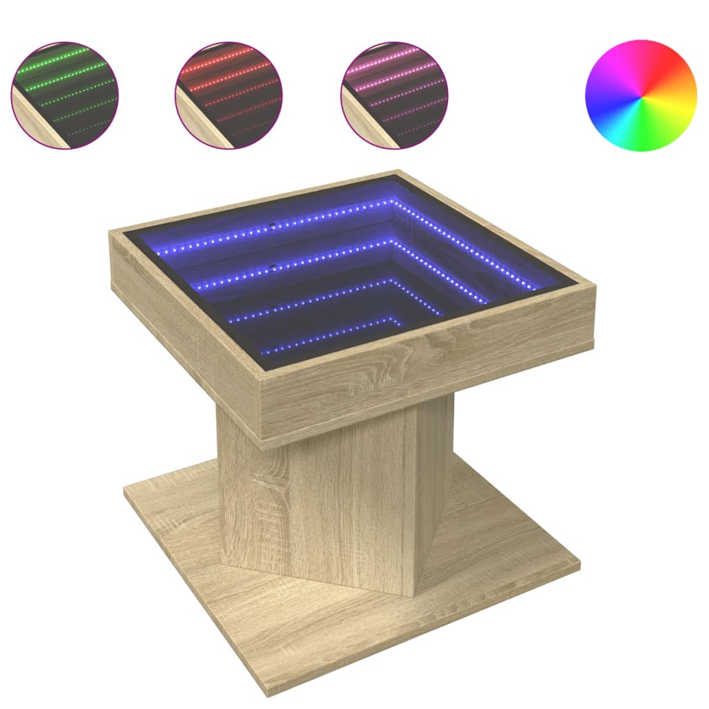 Soffbord Sonoma Ek LEDs 50x50x45 cm