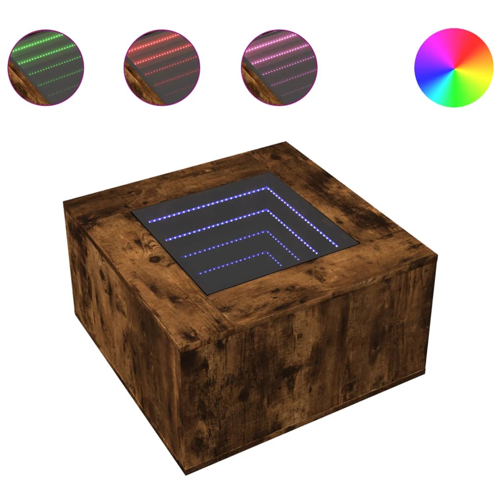 Soffbord Rökfärgad Ek LEDs 60x60x40 cm