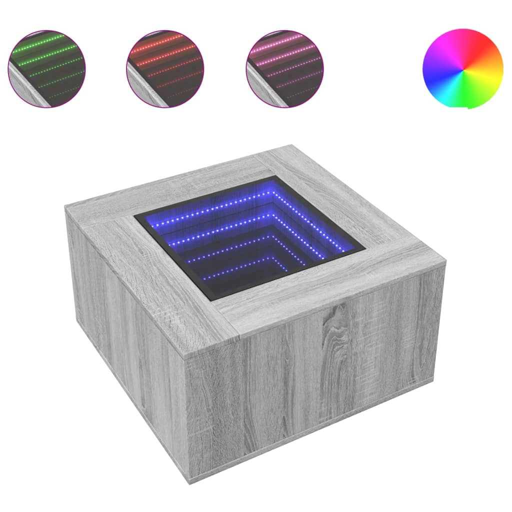 Soffbord Sonoma Grå LEDs 60x60x40 cm