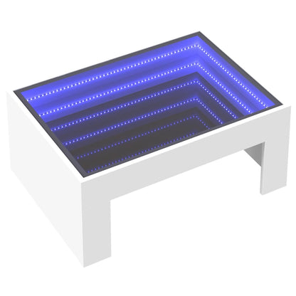 Soffbord Vit med Infinity LEDs 70x50x30 cm