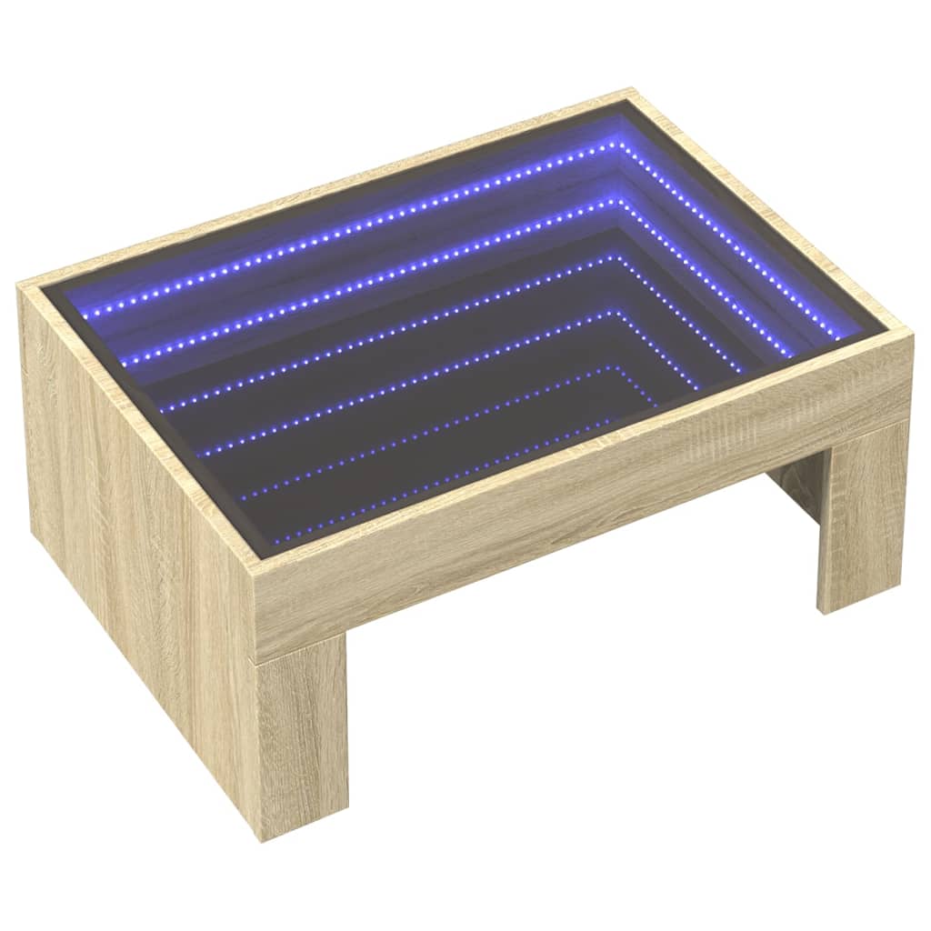 Soffbord Sonoma Ek med Infinity LEDs 70x50x30 cm