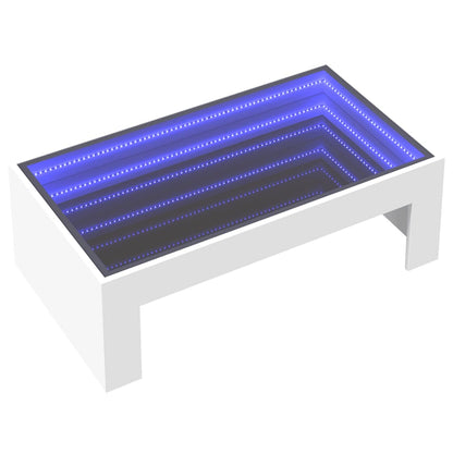 Soffbord Vit med Infinity LEDs 90x50x30 cm