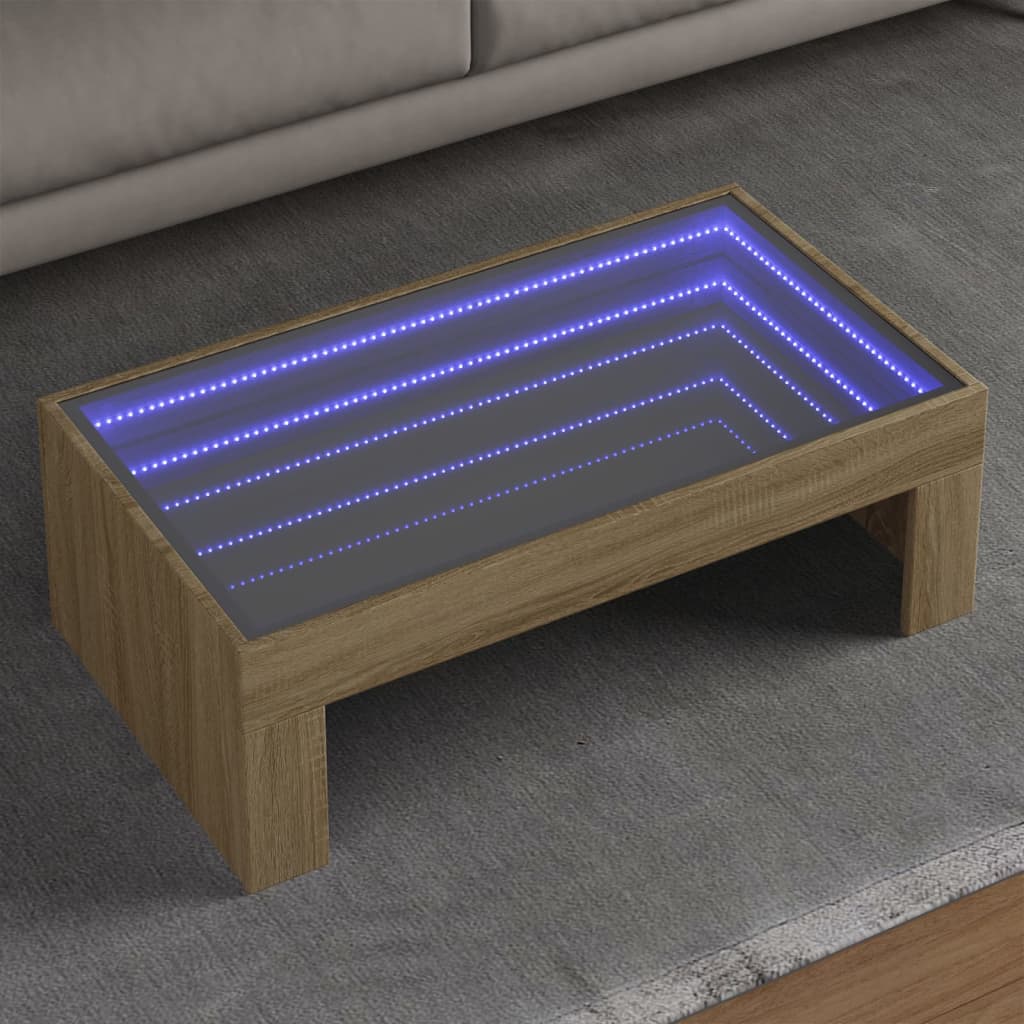 Soffbord Sonoma Ek med Infinity LEDs 90x50x30 cm