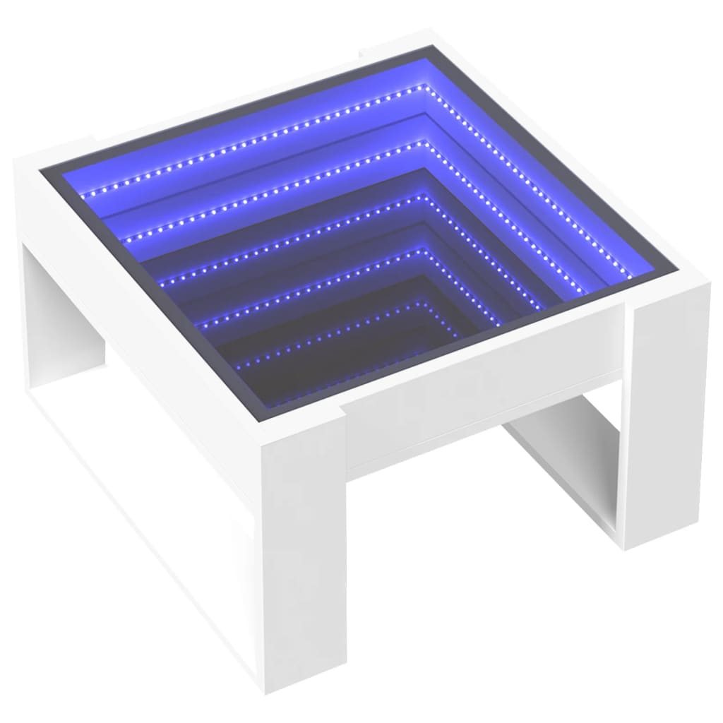 Soffbord Vit med Infinity LEDs 50x53x30 cm