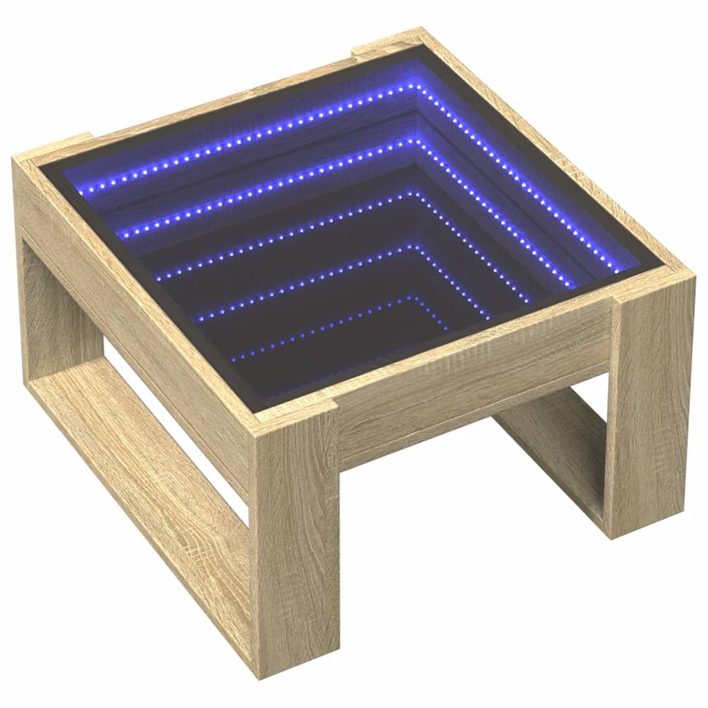 Soffbord Sonoma Ek med Infinity LEDs 50x53x30 cm