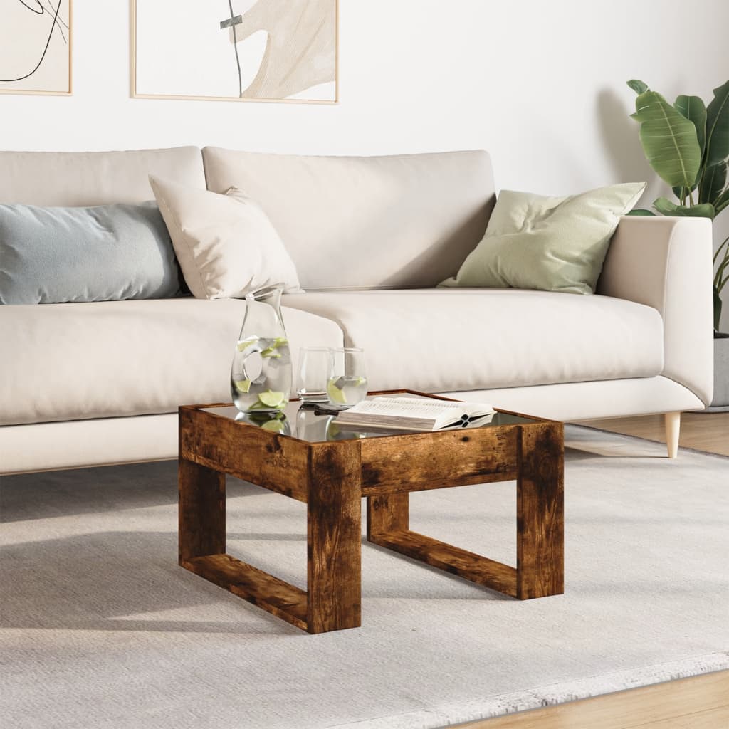 Soffbord Rökfärgad Ek med Infinity LEDs 50x53x30 cm