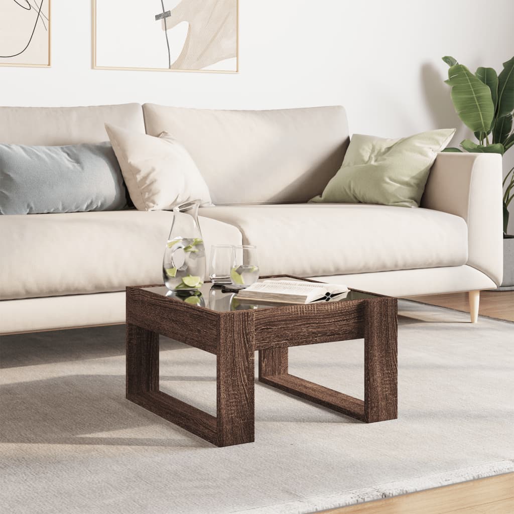 Soffbord Brun Ek med Infinity LEDs 50x53x30 cm