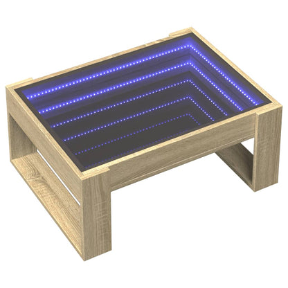 Soffbord Sonoma Ek med Infinity LEDs 70x53x30 cm