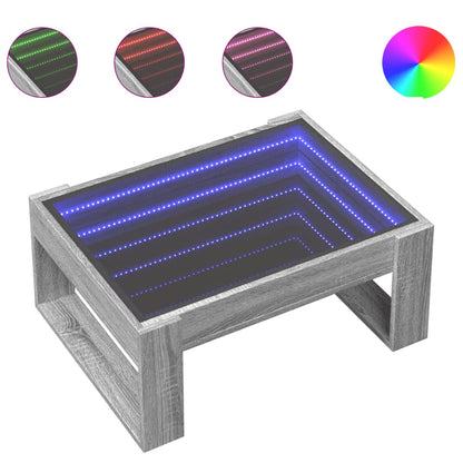 Soffbord Sonoma Grå med Infinity LEDs 70x53x30 cm