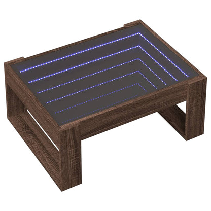Soffbord Brun Ek med Infinity LEDs 70x53x30 cm