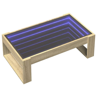 Soffbord Sonoma Ek med Infinity LEDs 90x53x30 cm