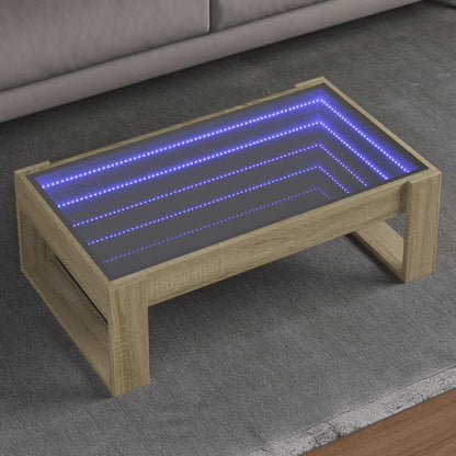 Soffbord Sonoma Ek med Infinity LEDs 90x53x30 cm
