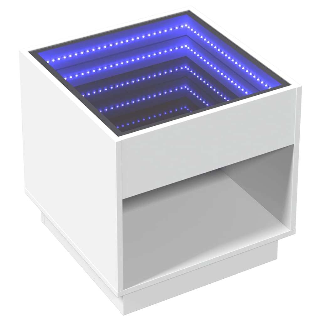 Soffbord Vit med Infinity LEDs 50x50x50 cm
