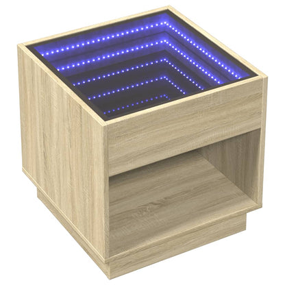 Soffbord Sonoma Ek med Infinity LEDs 50x50x50 cm