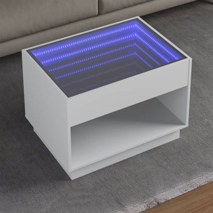 Soffbord Vit med Infinity LEDs 70x50x50 cm
